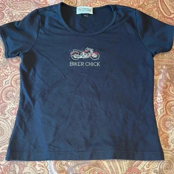 BIKER CHICK motorcycle studded top size large L - Picture 1 of 4